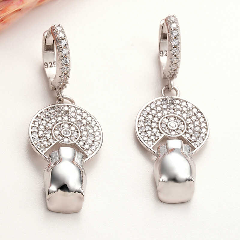 ​Silver Dangle Tiger Figured Women's Earrings