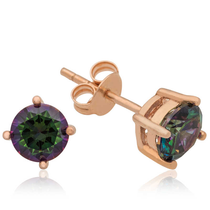 Silver Rose 6 mm Mistik Topaz Studded Earrings