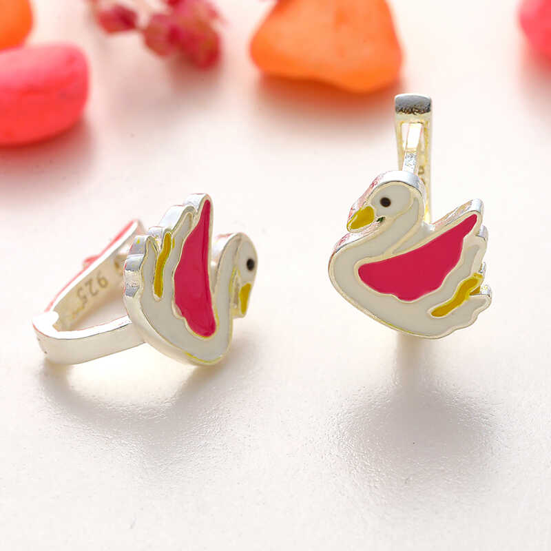 Silver Kuğu Kids' Earrings
