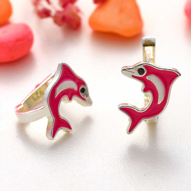 Silver Pink Yunus Balığı Kids' Earrings