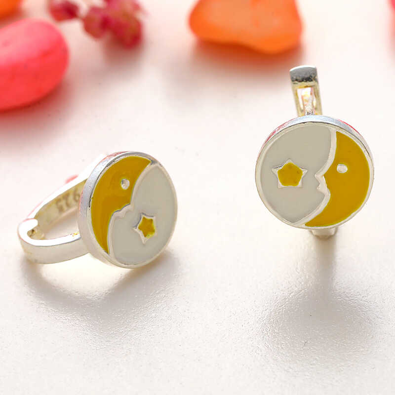 Silver Star and Crescent Kids' Earrings