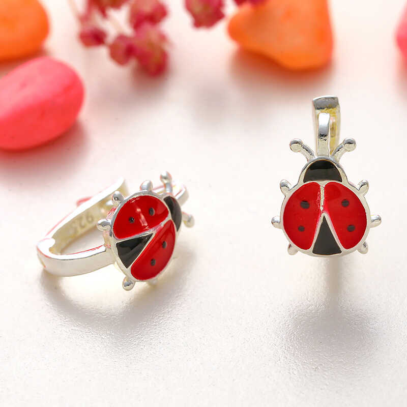 Silver Charm Beetle Kids' Earrings