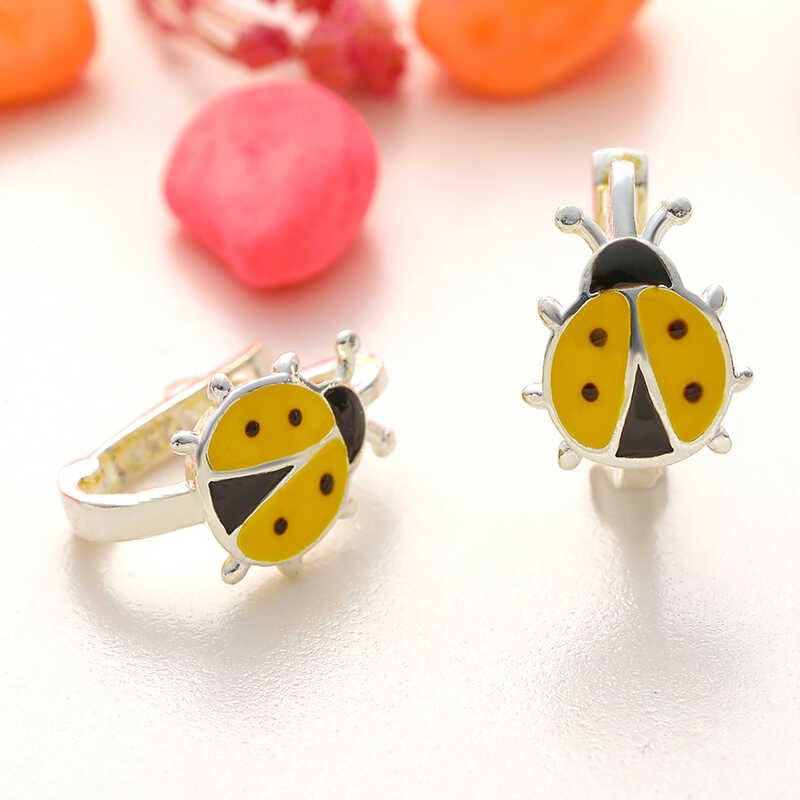 Silver Charm Beetle Kids' Earrings