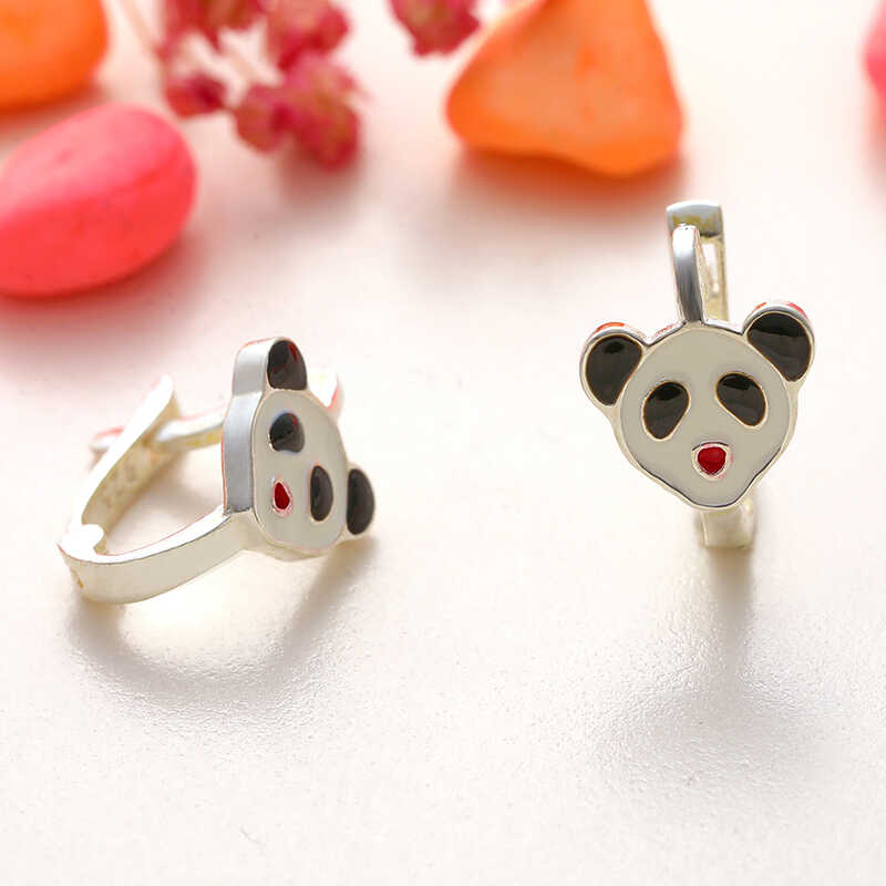 Silver Panda Kids' Earrings