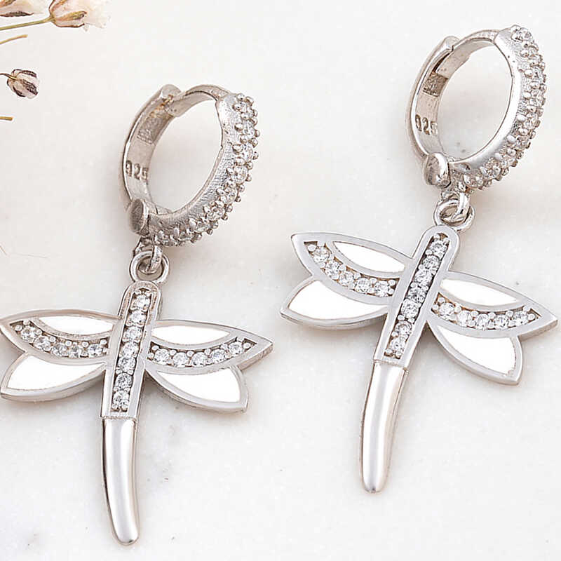 Silver Dangling Dragonfly Women’s Earrings