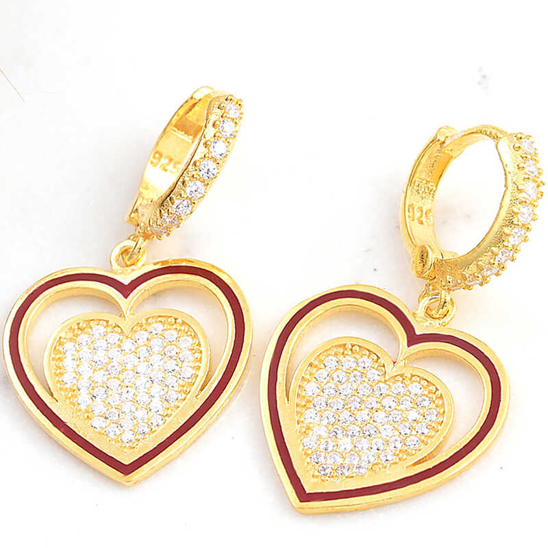 ​Silver Gold Dangle Heart Women's Earrings