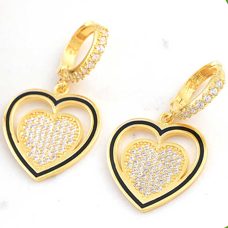 ​Silver Gold Dangle Heart Women's Earrings