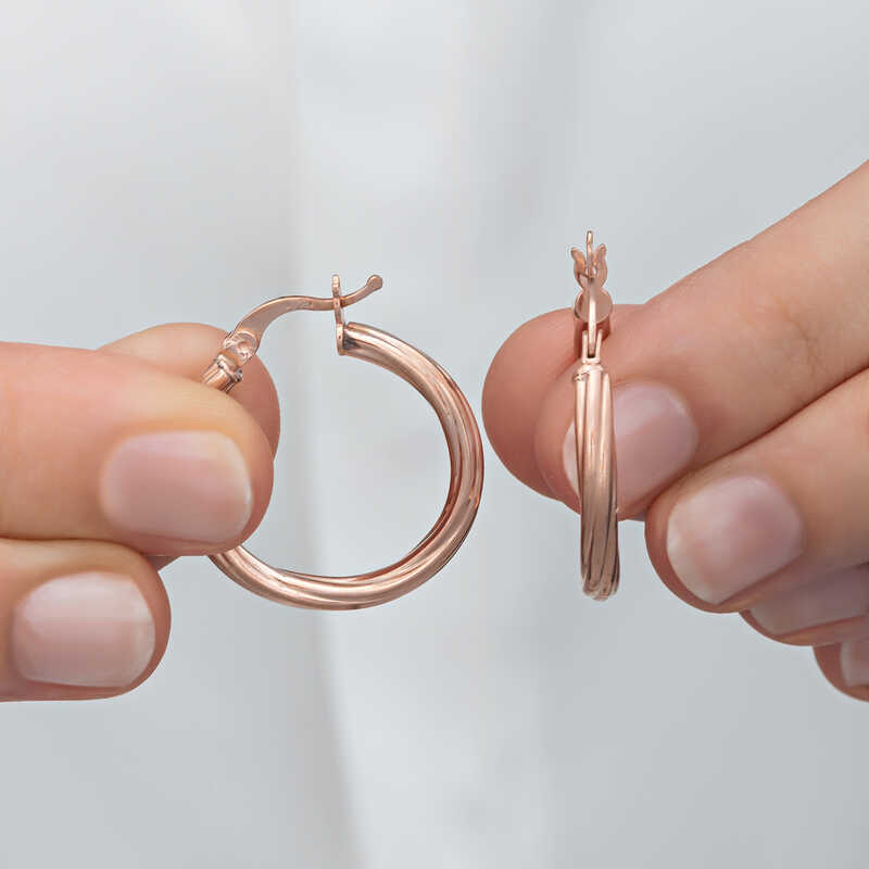 Silver Rose 3 mm Twist Şarnel Earrings