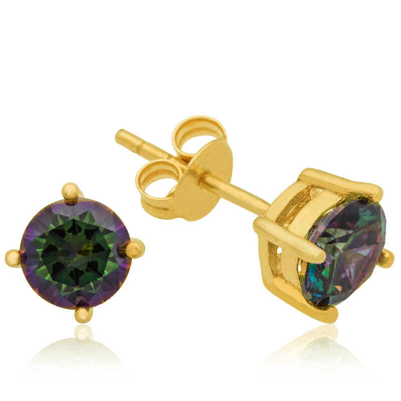 Silver Gold 5 mm Mistik Topaz Studded Earrings