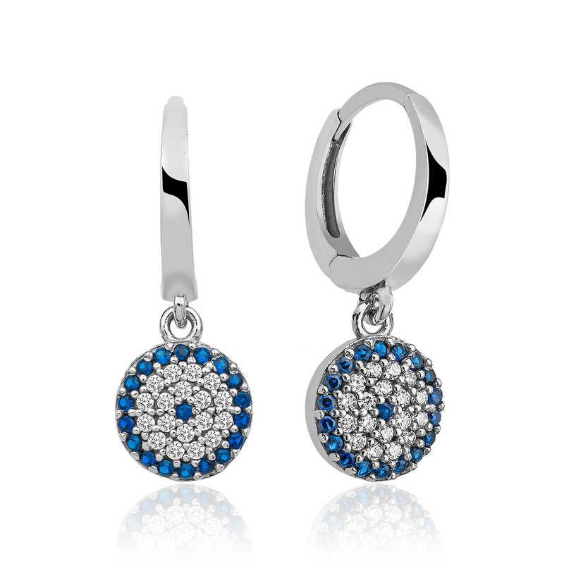 Silver Dangle Evil Eye Women's Earrings