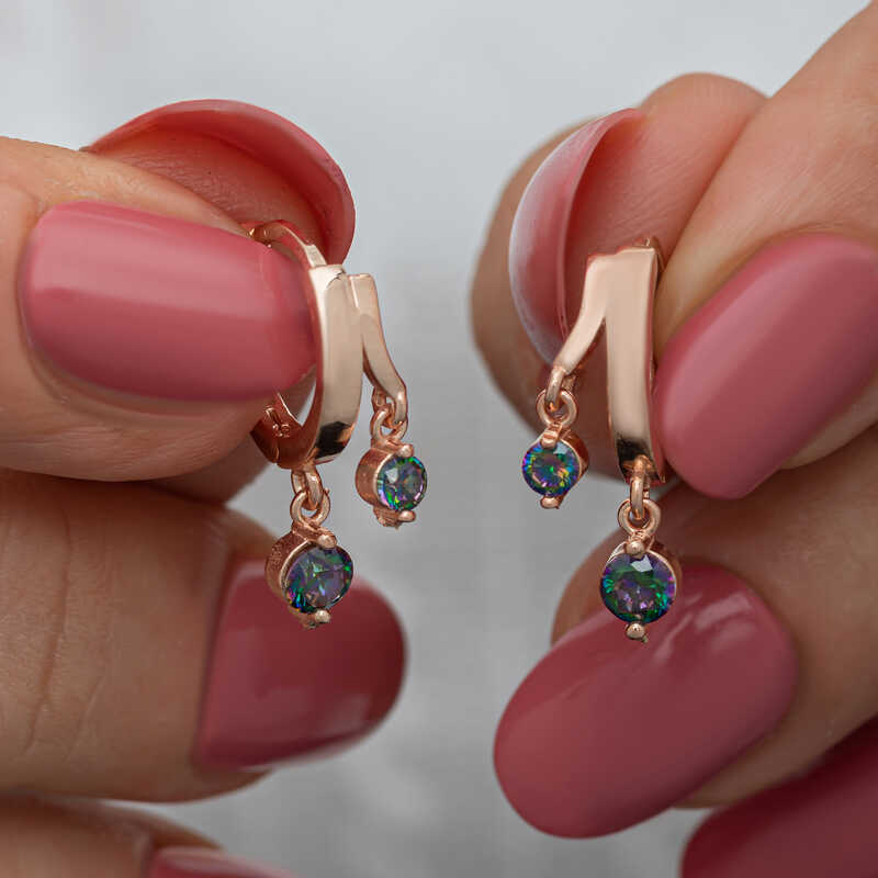 Silver Rose Dangle Mistik Topaz Women's Earrings
