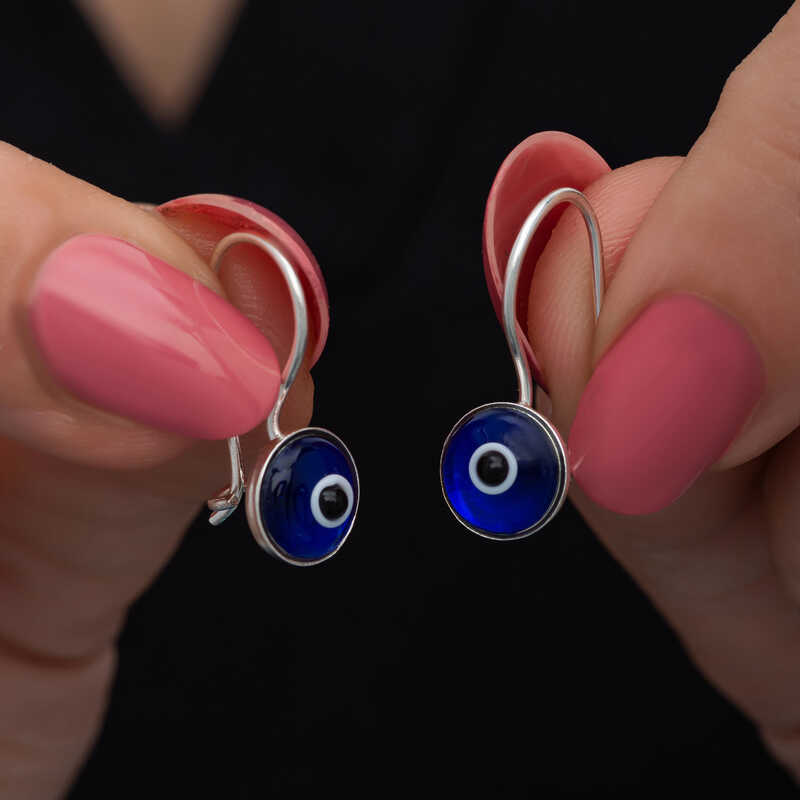 Silver Dangle Evil Eye Women's Earrings