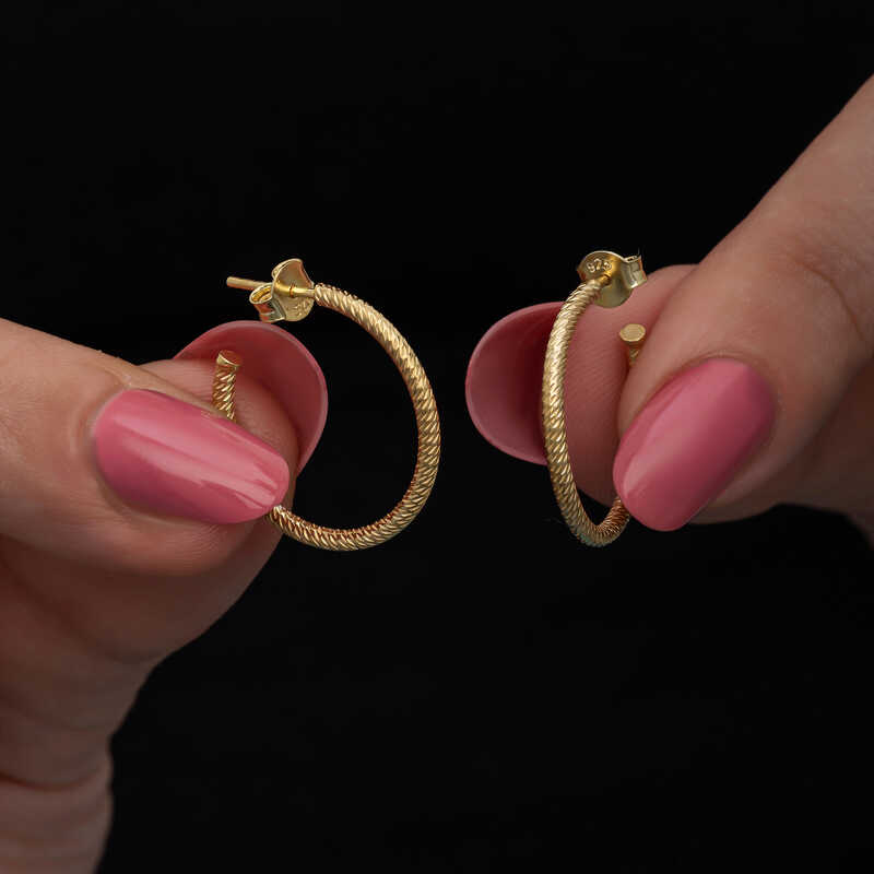 Silver Gold Pen Hoop Women's Earrings