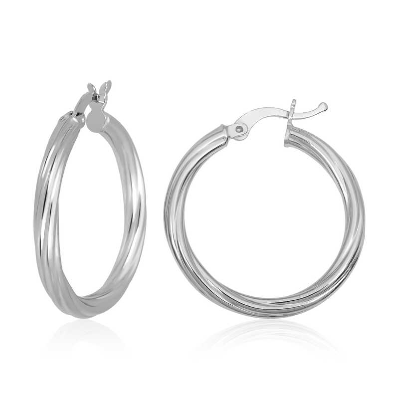 Silver 3 mm Twist Şarnel Earrings