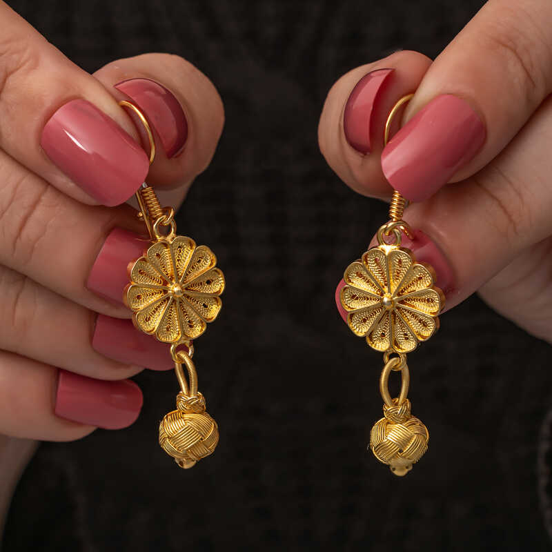 ​Silver Gold Dangle Trabzon Kazaz Women's Earrings