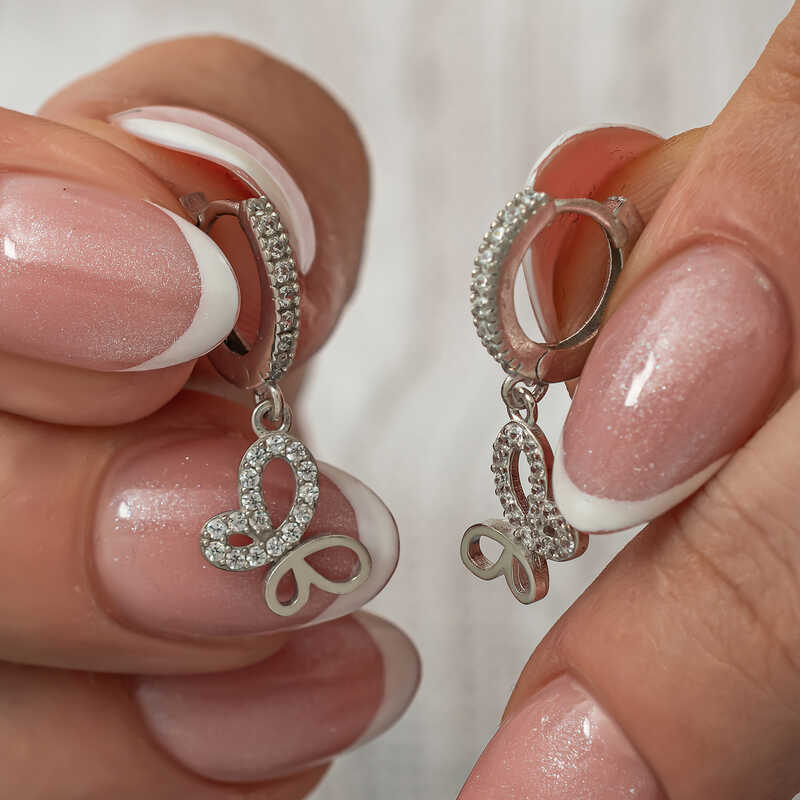 Silver Dangle Butterfly Women’s Earrings