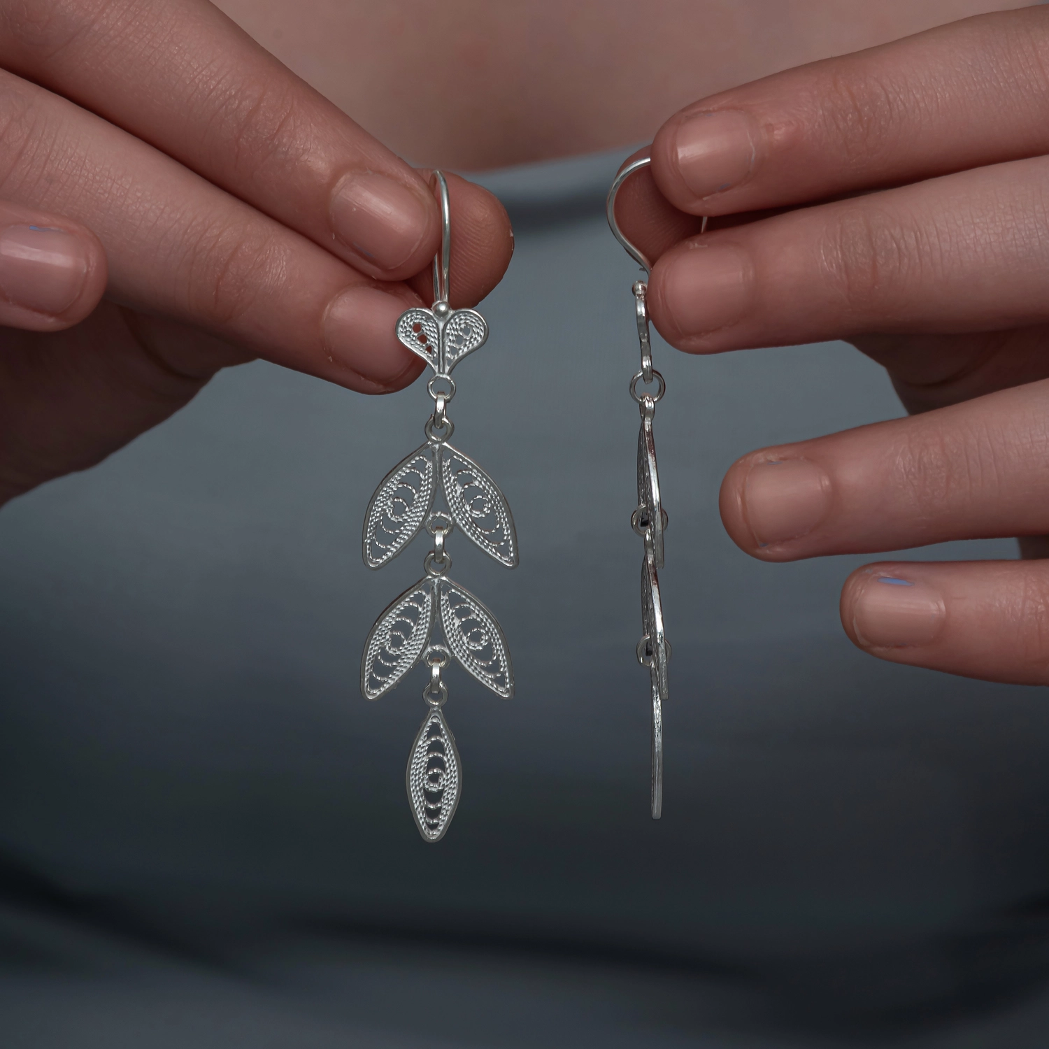 Silver Leaf Filigree Women’s Earring
