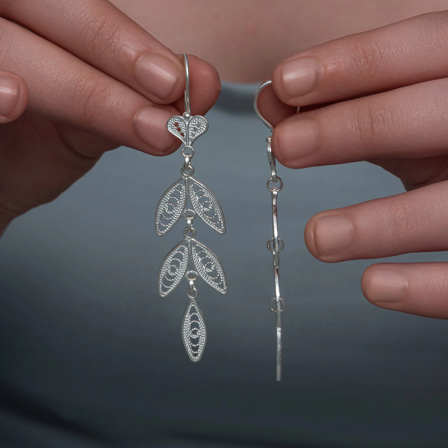 Silver Leaf Filigree Women’s Earring
