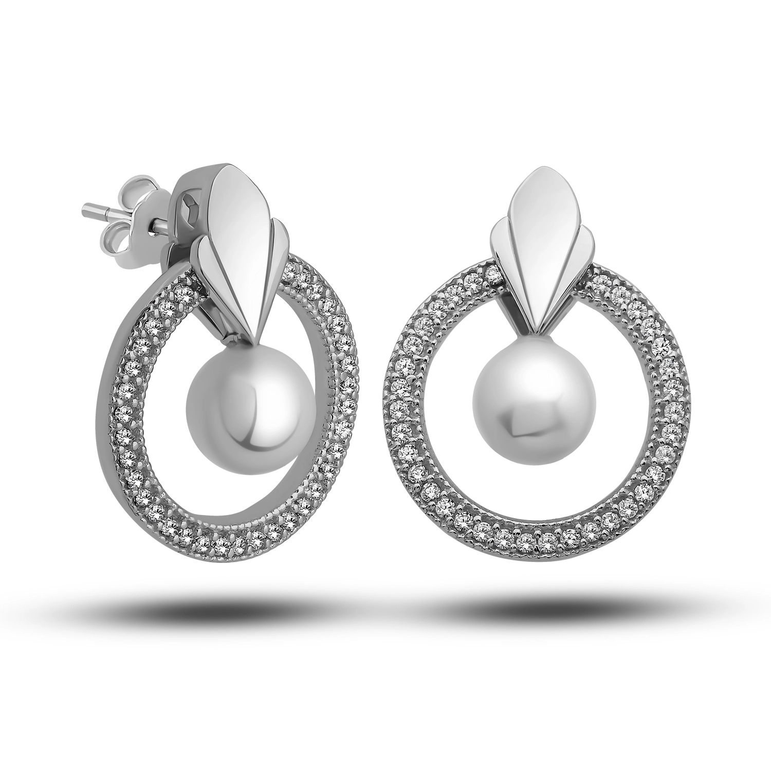 Sterling Silver 925 Pearl Hoop Earring