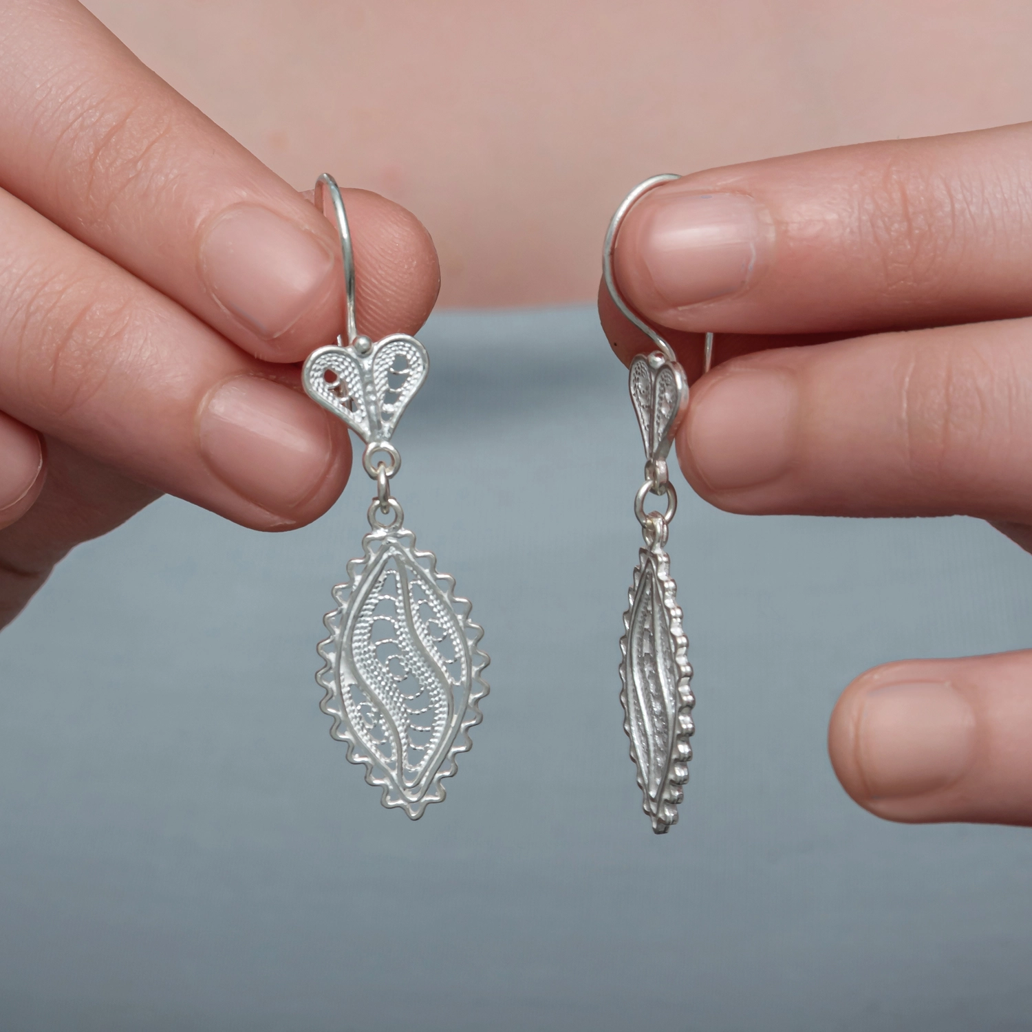 Silver 925 Leaf Filigree Earring