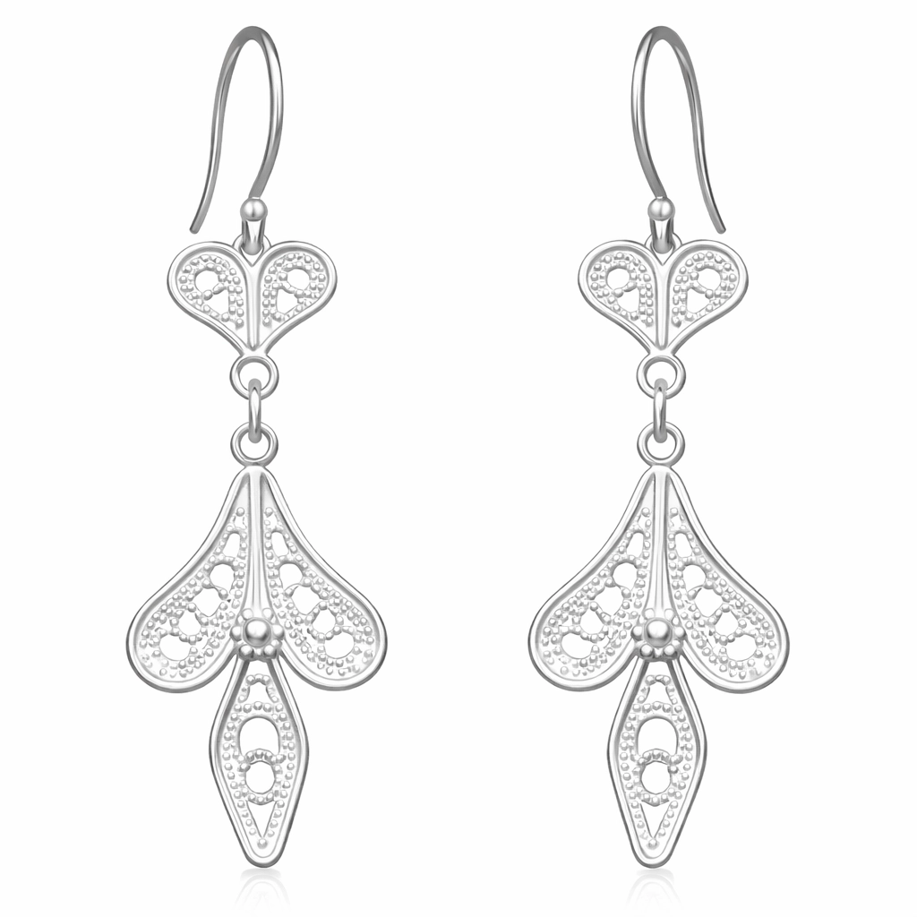 Silver 925 Leaf Filigree Earring
