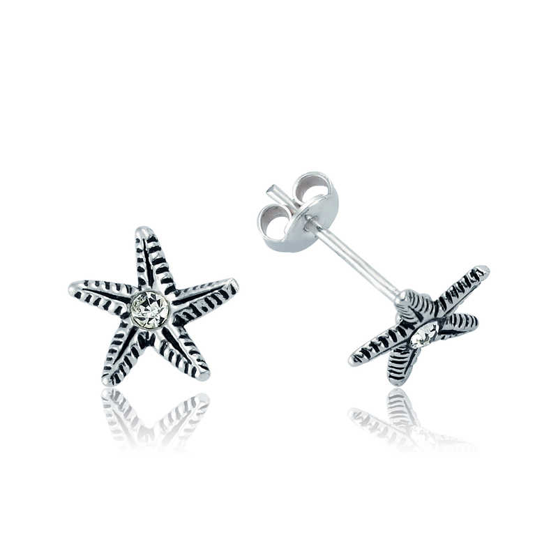 Silver Starfish Stud Earrings