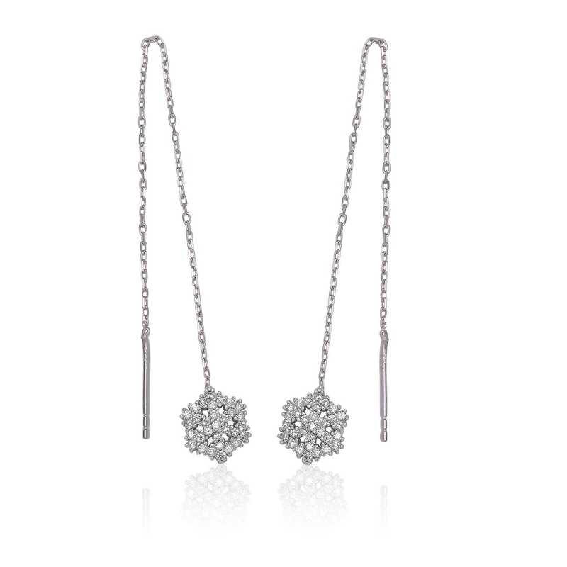 Silver Chain Snowflake Earrings