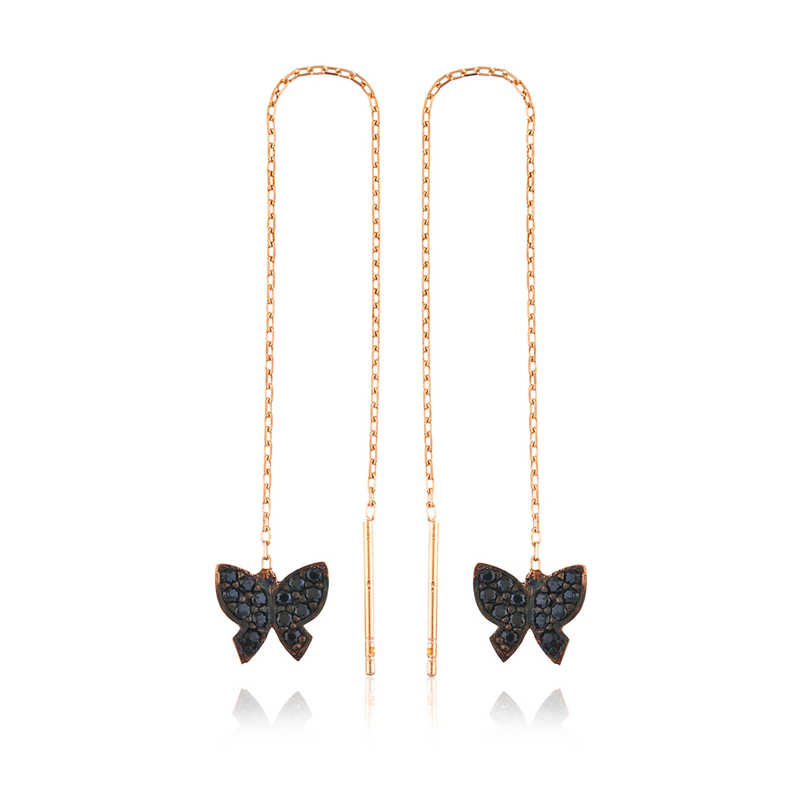 Silver Butterfly Chain Earrings