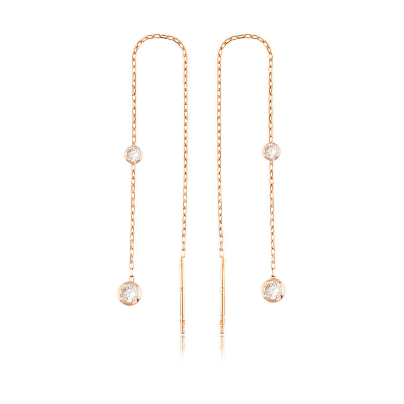 Silver Chain White Stone Earrings