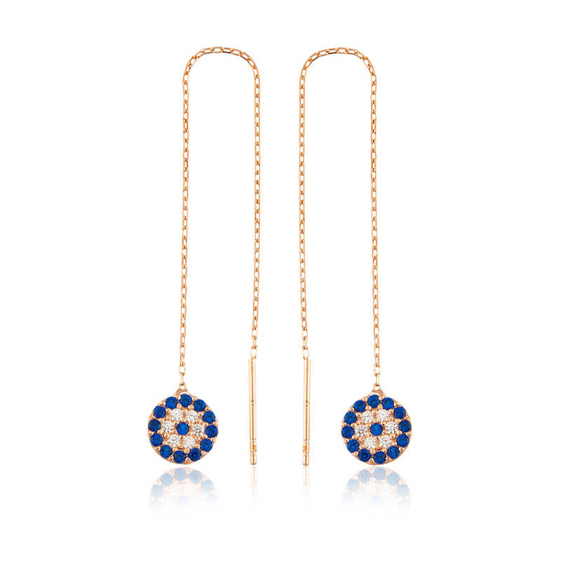 Silver Chain Evil Eye Earring