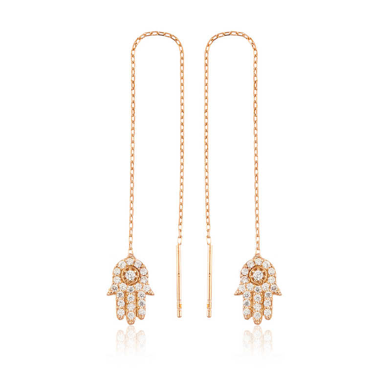 Silver Chain Fatima Hand Earrings