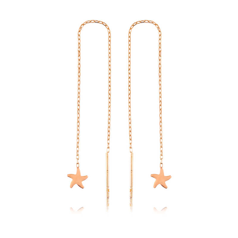 Silver Chain Starfish Earrings