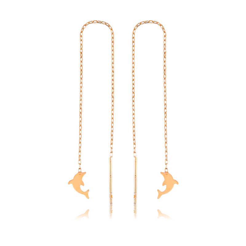 Silver Chain Dolphin Earrings