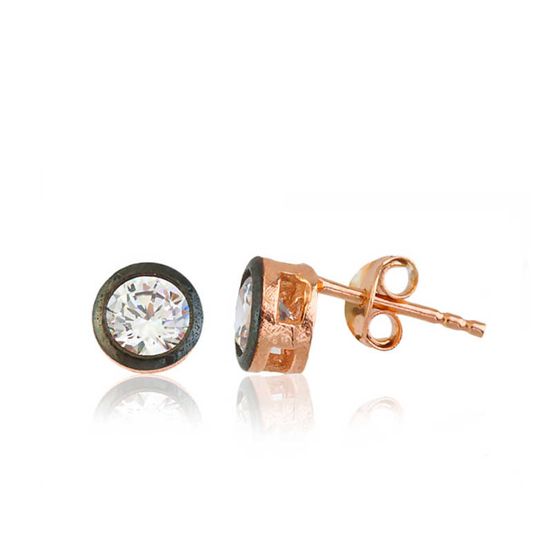 Silver Diamond Mounted Single Stone Stud Earrings