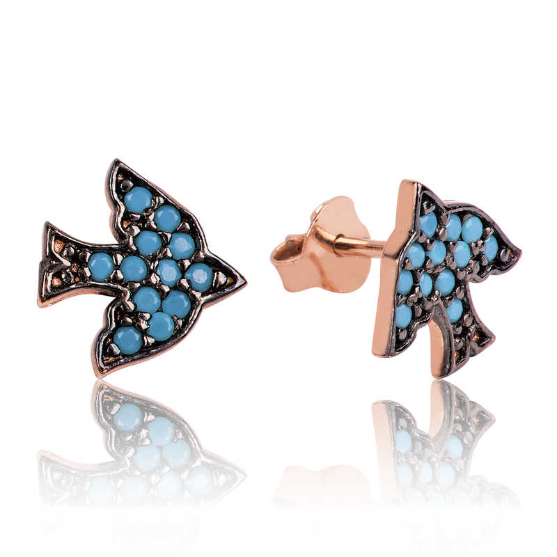 Silver Studded Swallow Earrings