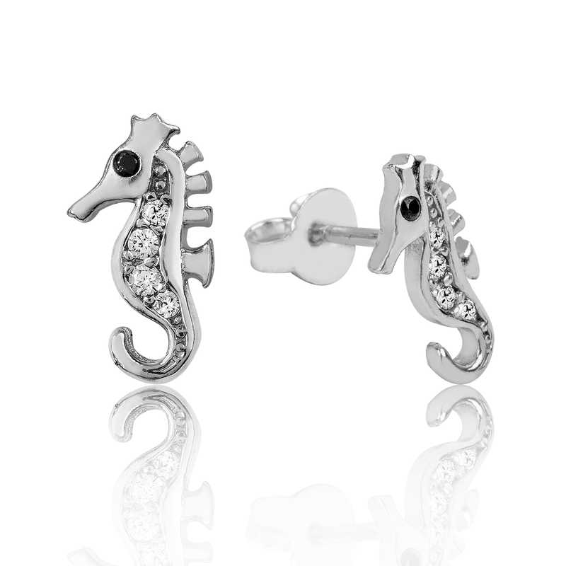Silver Seahorse Stud Earrings