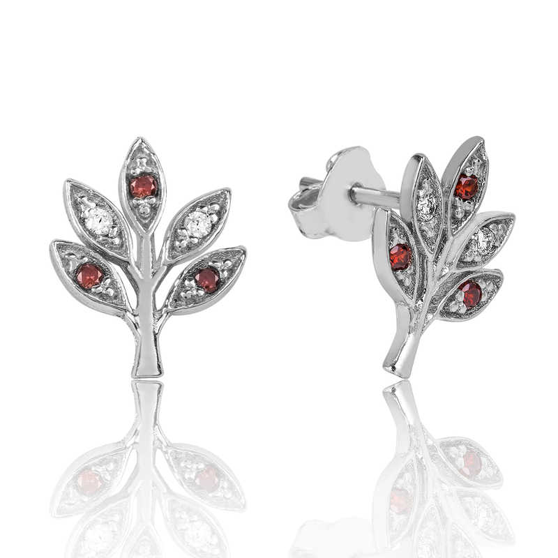 Silver Love Branch Stud Earrings