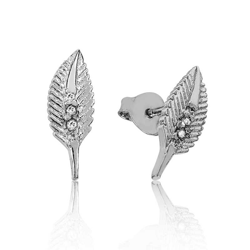 Silver Leaf Stud Earrings