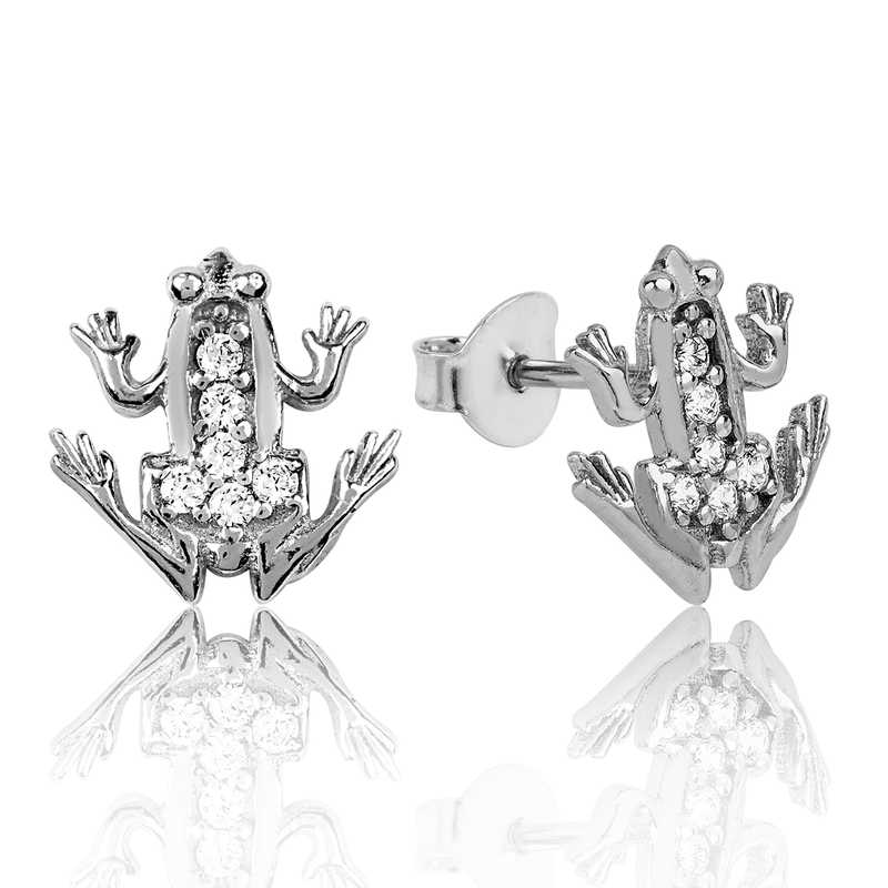 Silver Frog Stud Earrings