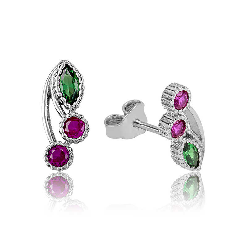 Silver Cherry Stud Earrings