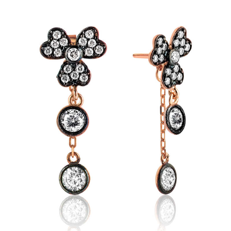 Silver Dangle Clover Earrings