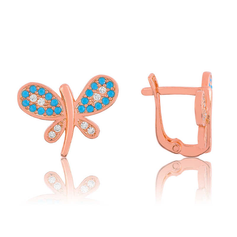Silver Blue Butterfly Earrings