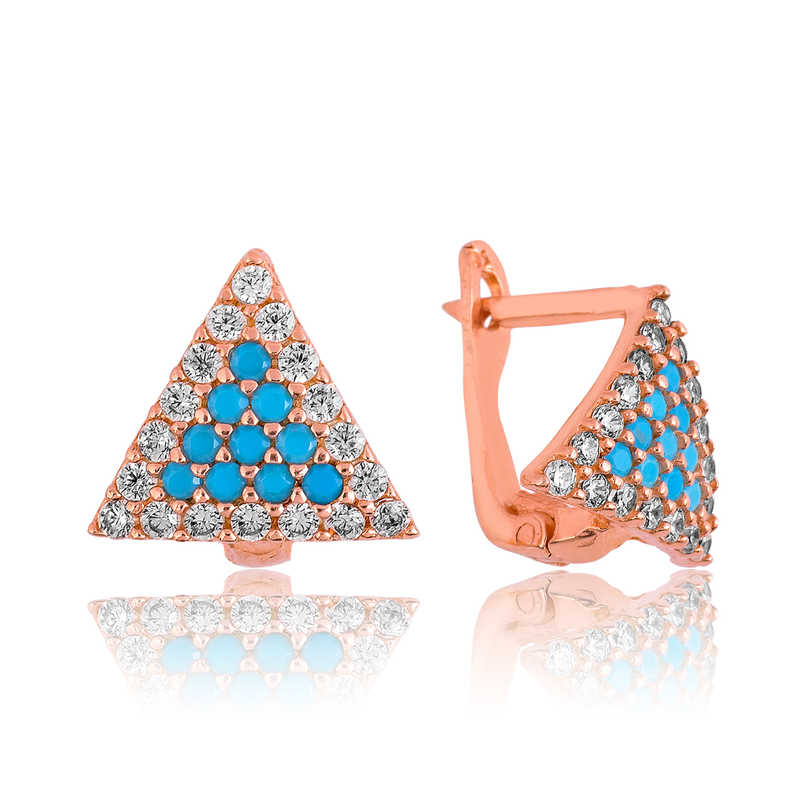Silver Blue Triangle Earrings