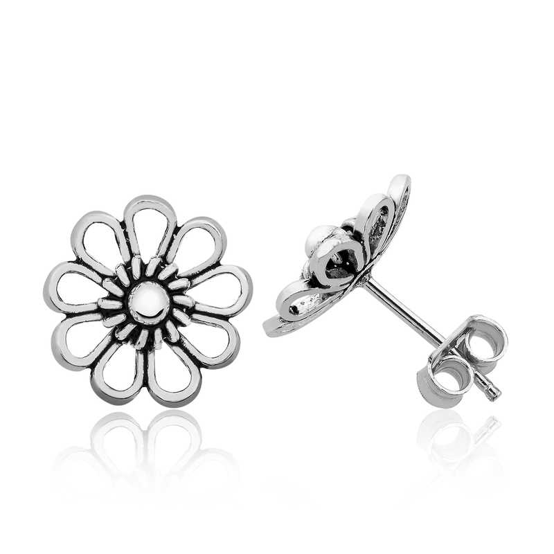 Silver Filigree Daisy Stud Earrings