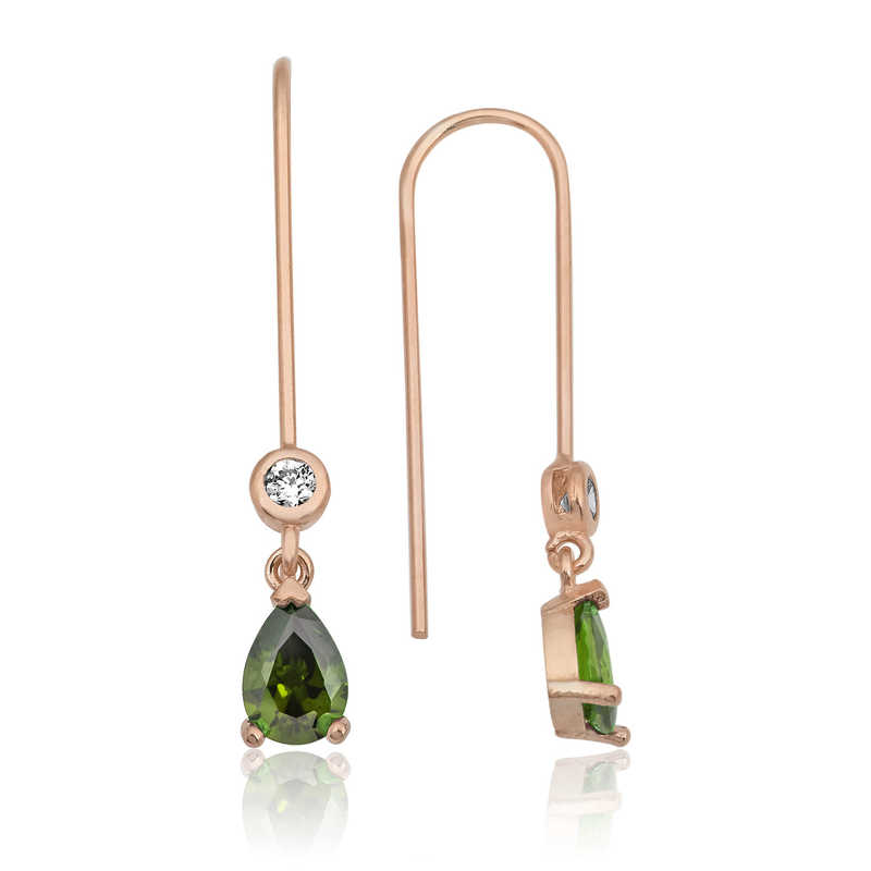 Silver Green Drop Earrings