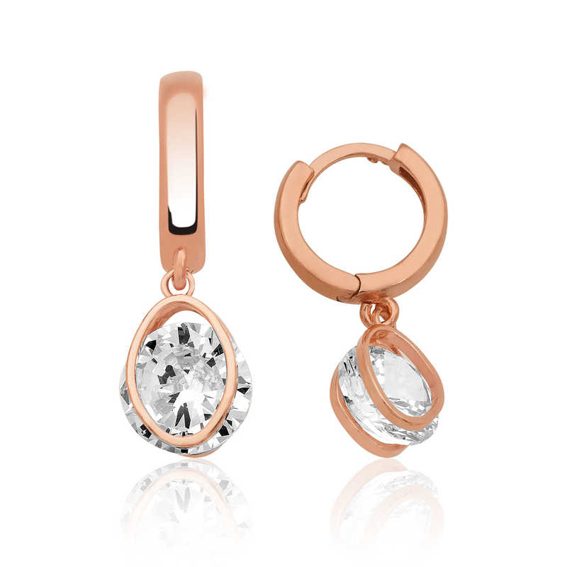 Silver Three-Dimensional Oval Earrings