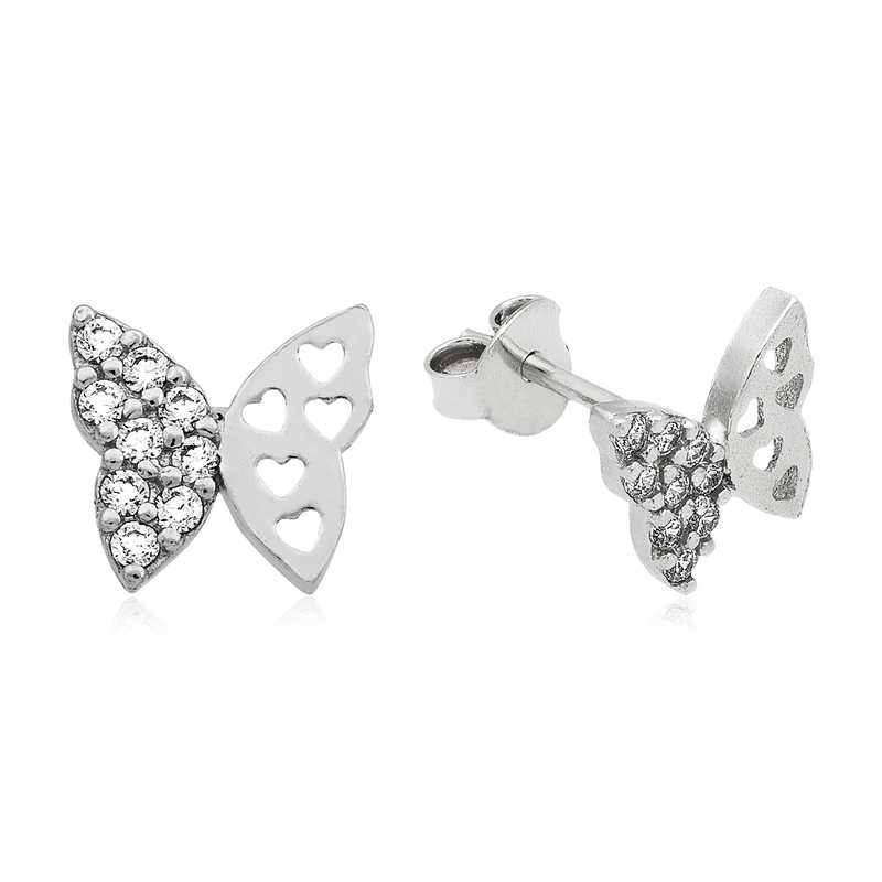 Silver Stud Butterfly Earrings
