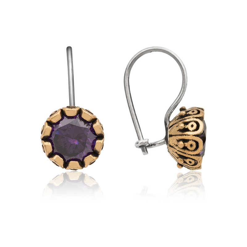 Silver Purple Authentic Earrings