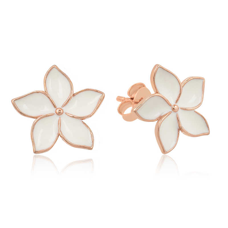 Silver Jasmine Flower Stud Earrings