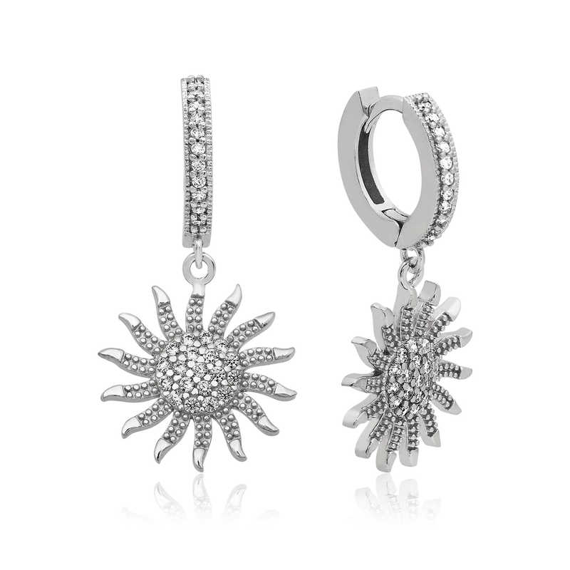 Silver Sun Dangle Earrings